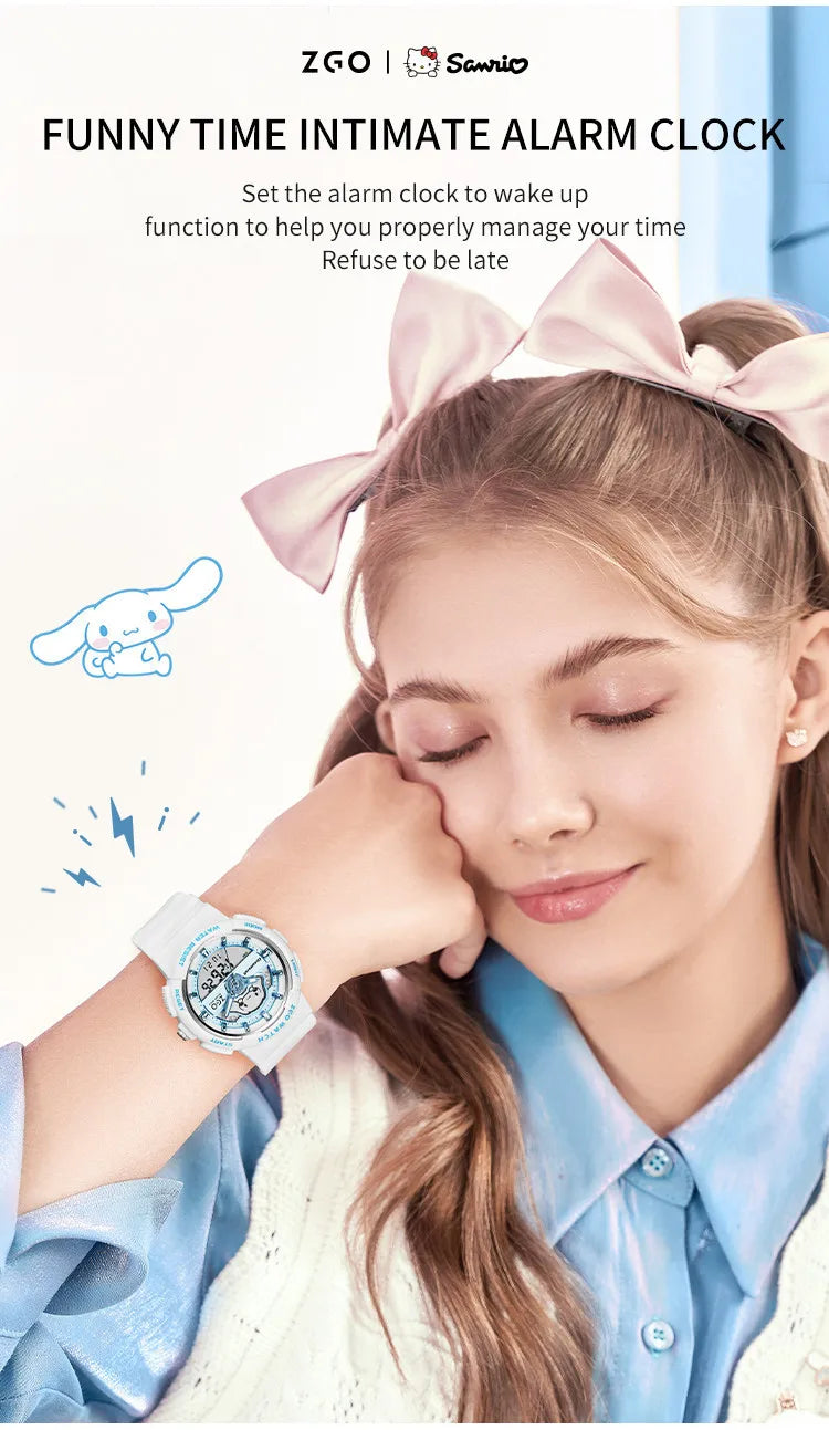 ZGO X Sanrio Cinnamoroll Electronic Watch for Schoolgirl Middle and High School Students Girls Waterproof Wristwatch Gift 863