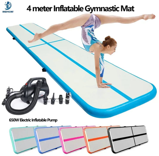 4 Meters Durable Inflatable Gymnastics Air Floor Mattress Yoga Mat Home Use Professional Training Sports GYM Mat with Pump Set